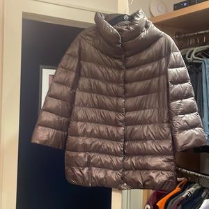 Silver Herno puffer jacket.